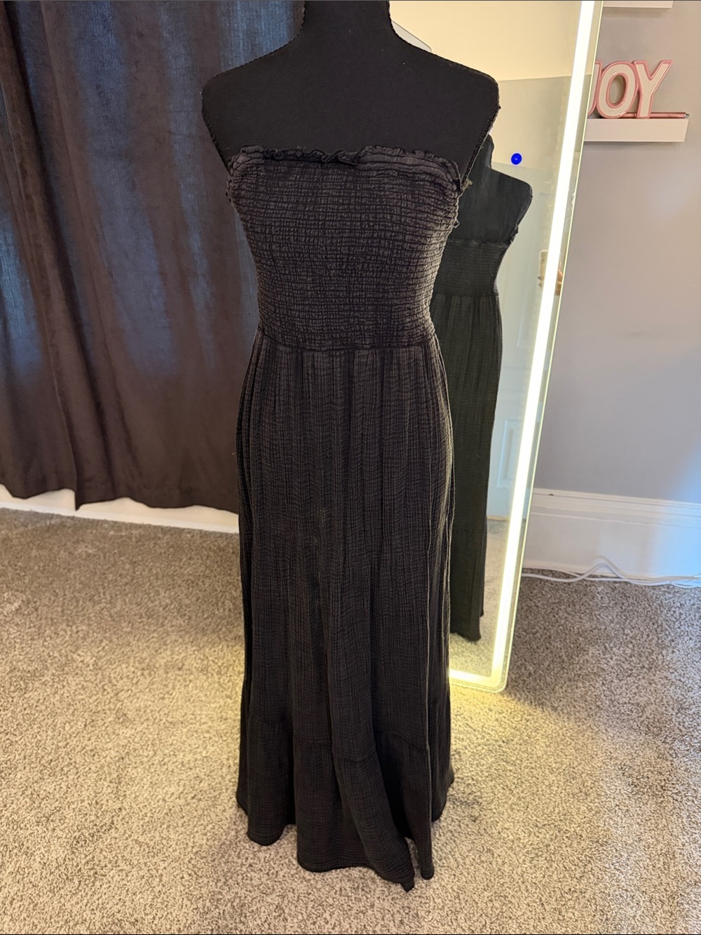 Anthropologie Strapless Smocked Maxi Dress